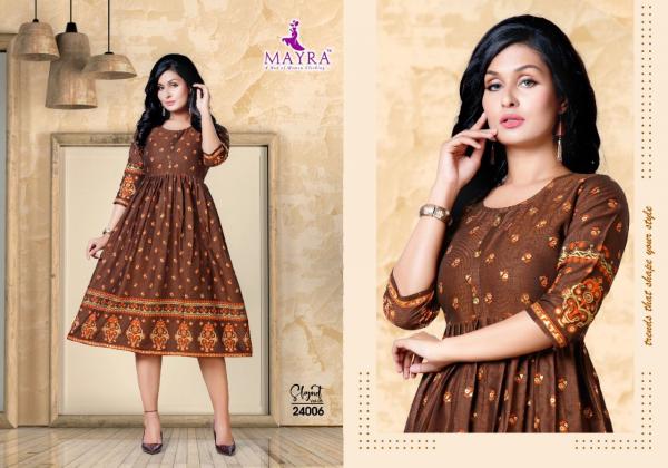 Mayra Skynet 5 Rayon Fancy Gold Print Kurti 